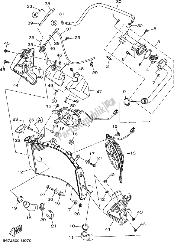 Alle onderdelen voor de Radiator Slang van de Yamaha MT 10 Aspm MTN 1000 DM 2021
