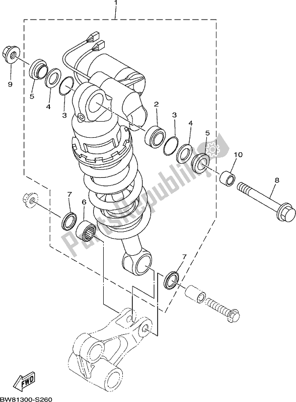 All parts for the Rear Suspension of the Yamaha MT 10 Aspm MTN 1000 DM 2021