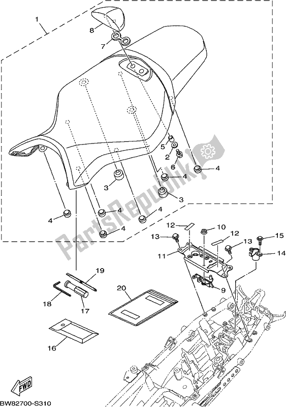 Alle onderdelen voor de Stoel van de Yamaha MT 10 Aspm MTN 1000 DM 2021