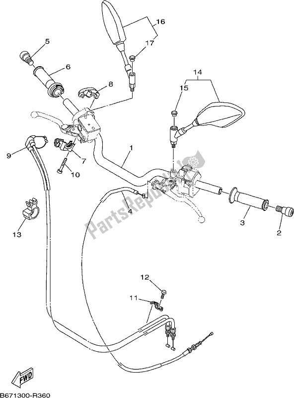 All parts for the Steering Handle & Cable of the Yamaha MT 10 Aspm MTN 1000 DM 2021