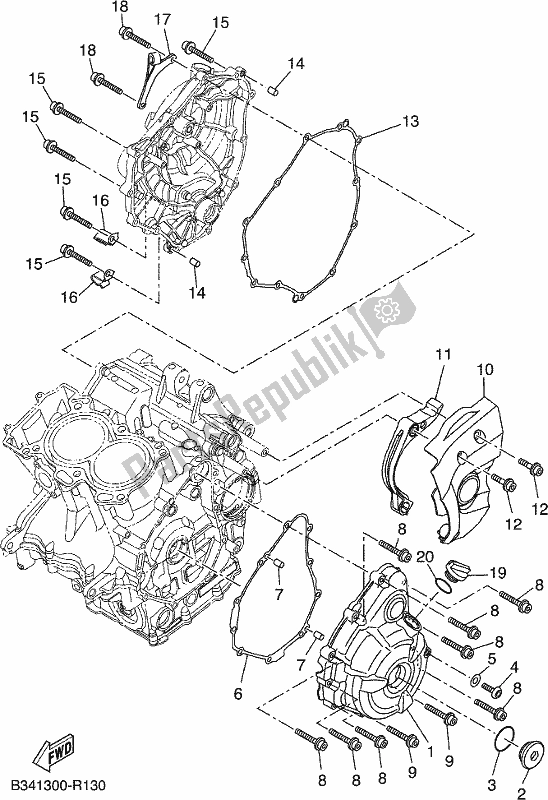 Wszystkie części do Pokrywa Skrzyni Korbowej 1 Yamaha MTM 660 2019