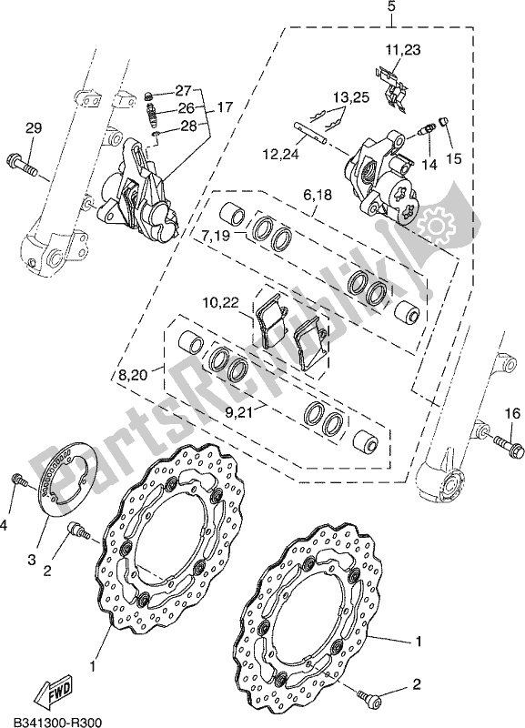 Alle onderdelen voor de Remklauw Voor van de Yamaha MTM 660 2019