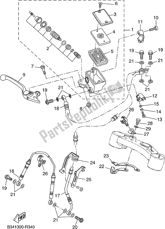 All parts for the Front Master Cylinder of the Yamaha MTM 660 2019