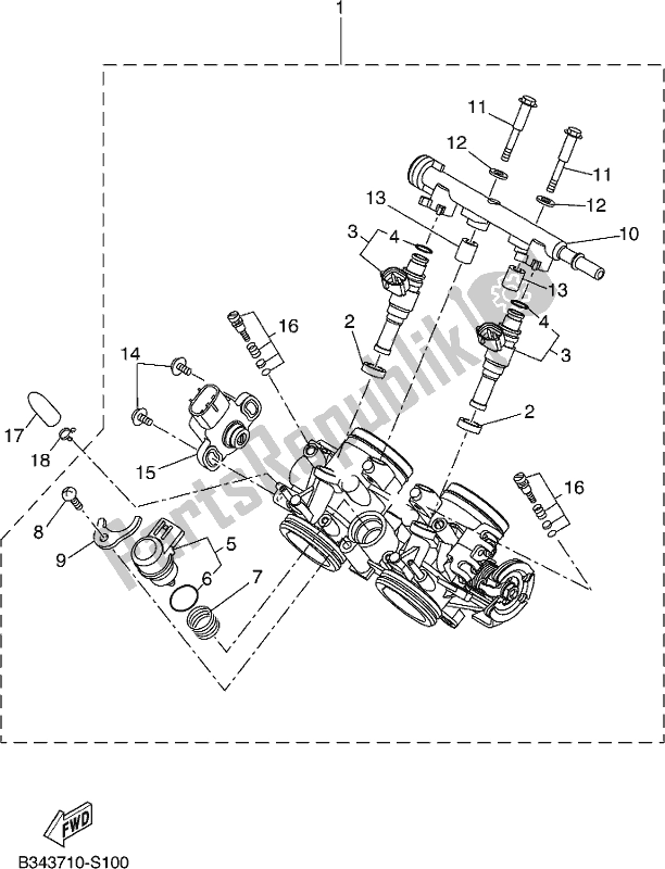 All parts for the Intake 2 of the Yamaha MTM 660 2019