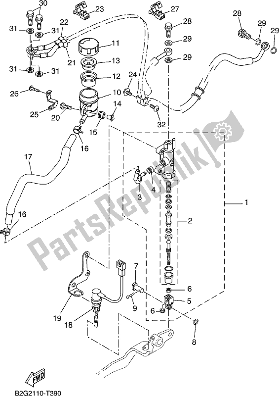 Wszystkie części do Tylny Cylinder G?ówny Yamaha MTM 660 2019