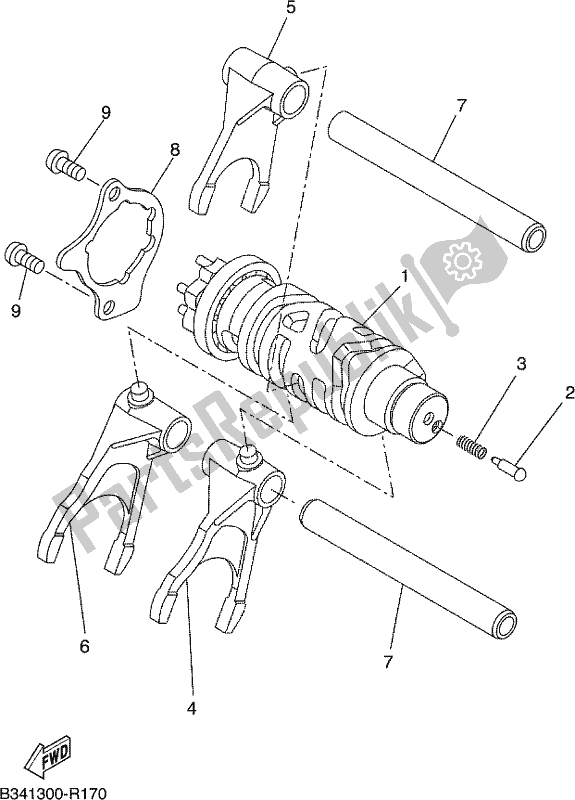 All parts for the Shift Cam & Fork of the Yamaha MTM 660 2019