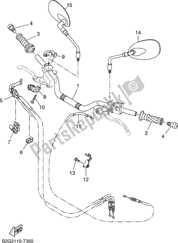 All parts for the Steering Handle & Cable of the Yamaha MTM 660 2019