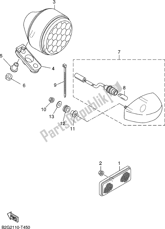 All parts for the Taillight of the Yamaha MTM 660 2019