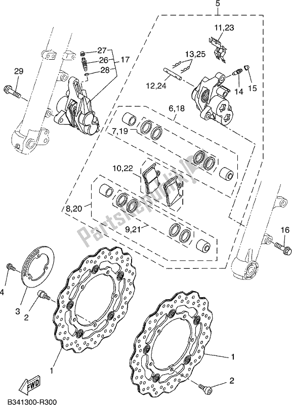 Todas las partes para Pinza De Freno Delantero de Yamaha MTM 660 XSR 700 2019