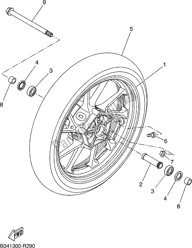 Alle onderdelen voor de Voorwiel van de Yamaha MTM 660 XSR 700 2019