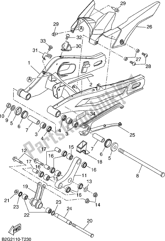 Wszystkie części do Tylne Rami? Yamaha MTM 660 XSR 700 2019