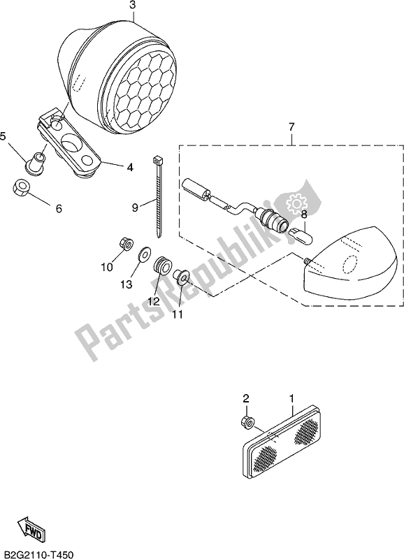 Tutte le parti per il Fanale Posteriore del Yamaha MTM 660 XSR 700 2019