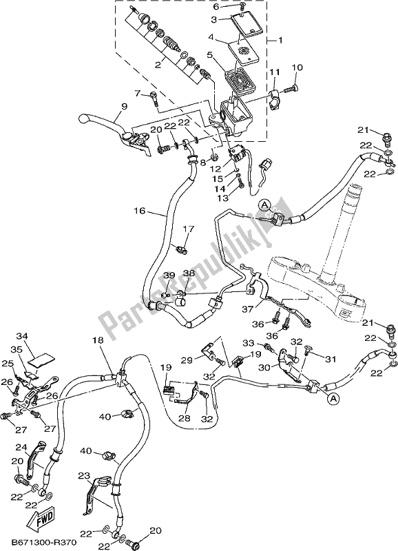 All parts for the Front Master Cylinder of the Yamaha MTN 1000 2019