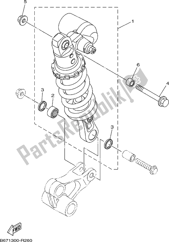 Toutes les pièces pour le Suspension Arrière du Yamaha MTN 1000 2019