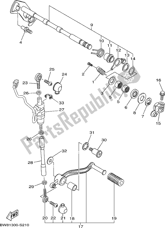 All parts for the Shift Shaft of the Yamaha MTN 1000 2019