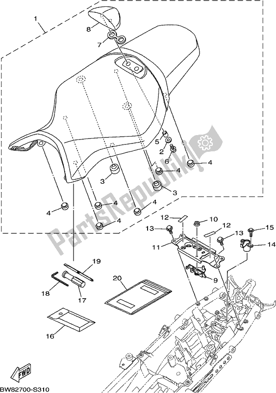 All parts for the Seat of the Yamaha MTN 1000D 2019