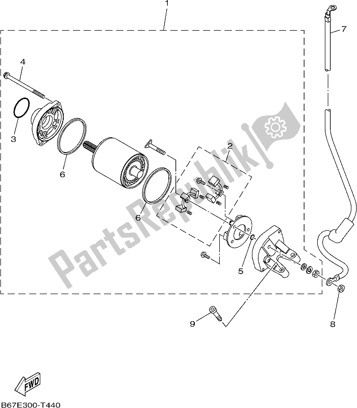 All parts for the Starting Motor of the Yamaha MTN 1000D 2019