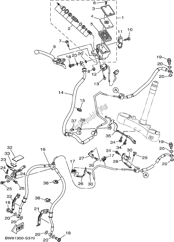 All parts for the Front Master Cylinder of the Yamaha MTN 1000D MT 10 2019