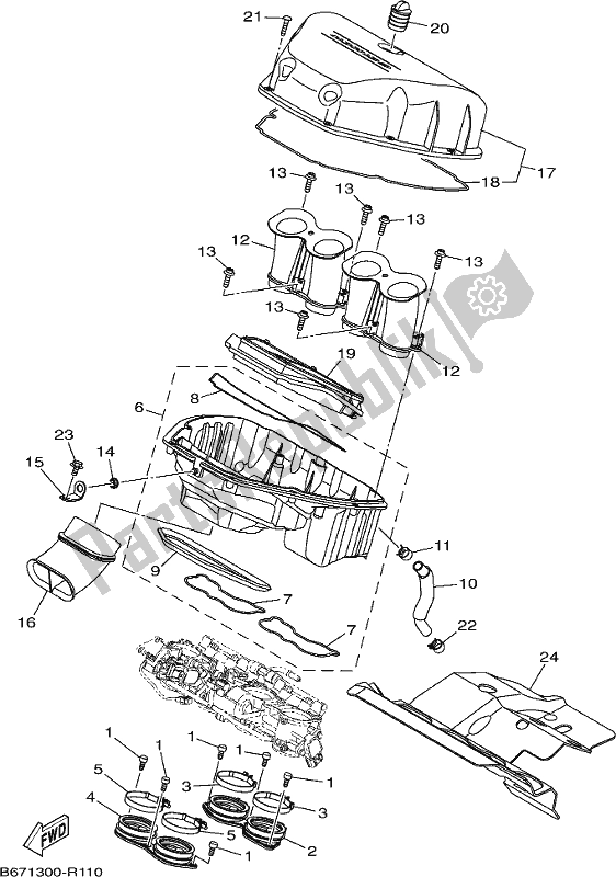 All parts for the Intake of the Yamaha MTN 1000D MT 10 2019