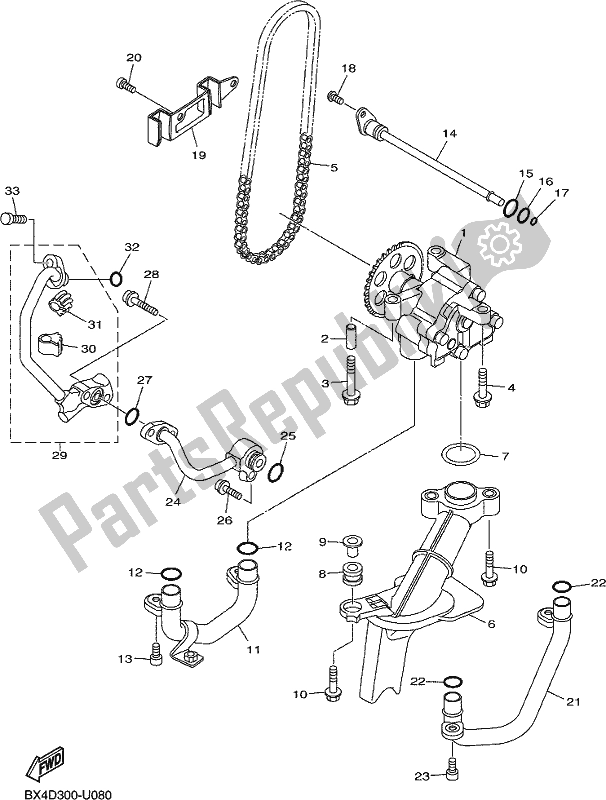 All parts for the Oil Pump of the Yamaha MTN 1000D MT 10 2019