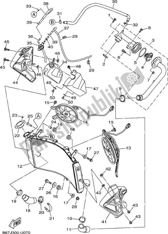 All parts for the Radiator & Hose of the Yamaha MTN 1000D MT 10 2019