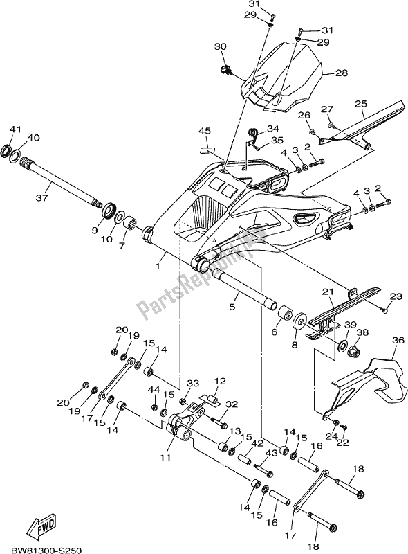 All parts for the Rear Arm of the Yamaha MTN 1000D MT 10 2019