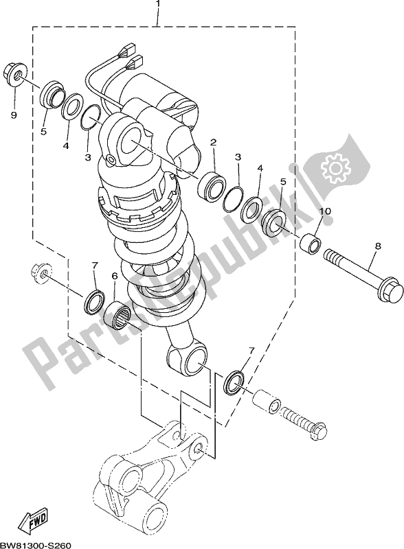 All parts for the Rear Suspension of the Yamaha MTN 1000D MT 10 2019