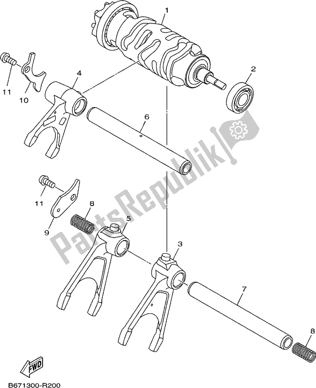 All parts for the Shift Cam & Fork of the Yamaha MTN 1000D MT 10 2019