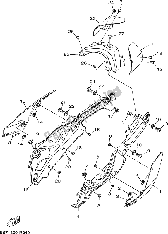 All parts for the Side Cover of the Yamaha MTN 1000D MT 10 2019