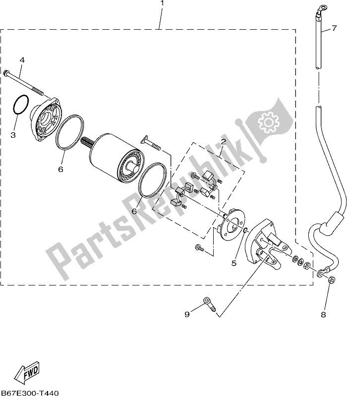 All parts for the Starting Motor of the Yamaha MTN 1000D MT 10 2019