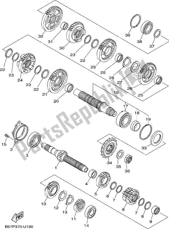 All parts for the Transmission of the Yamaha MTN 1000D MT 10 2019