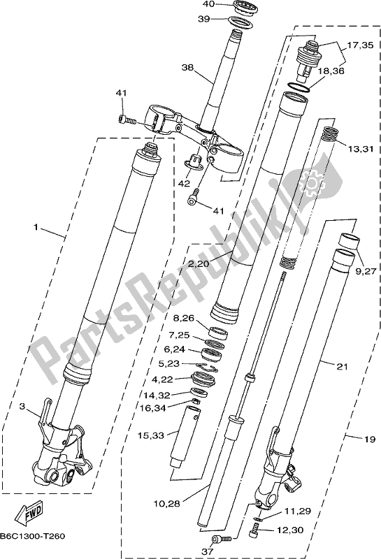 Todas las partes para Tenedor Frontal de Yamaha MTN 850D MT 09 2019