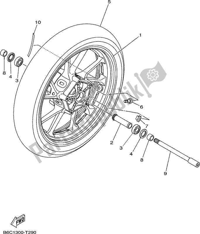 Tutte le parti per il Ruota Anteriore del Yamaha MTN 850D MT 09 2019