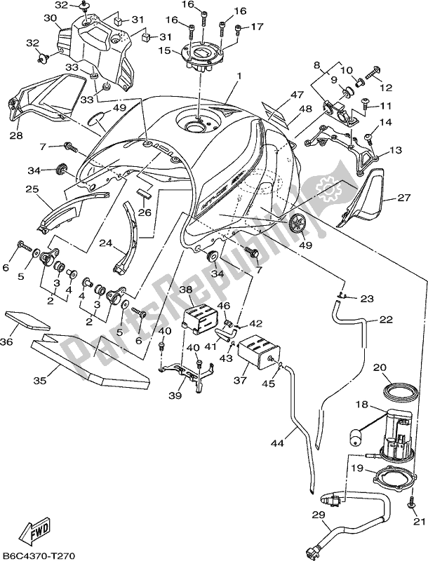 Alle onderdelen voor de Benzinetank van de Yamaha MTN 850D MT 09 2019