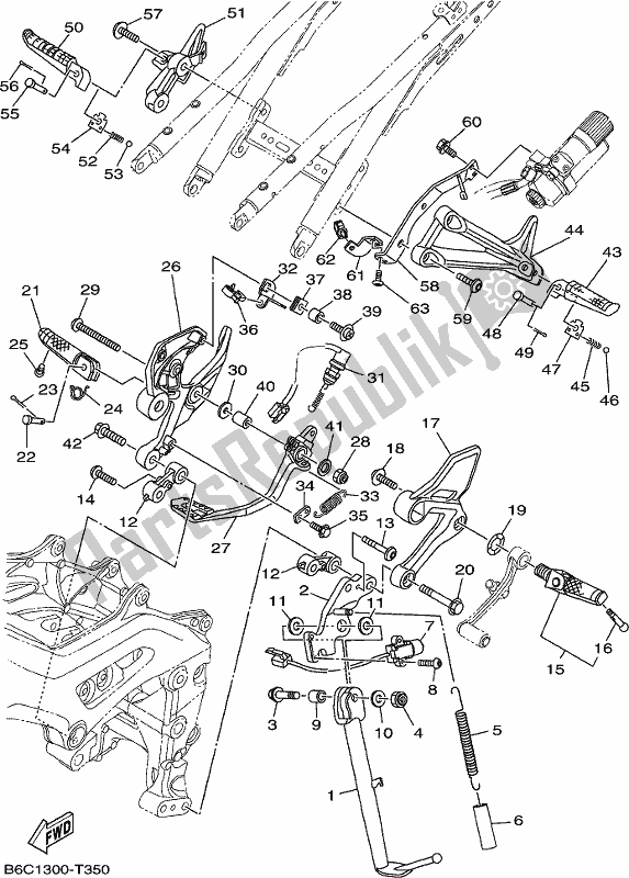 Alle onderdelen voor de Standaard & Voetensteun van de Yamaha MTN 850D MT 09 2019