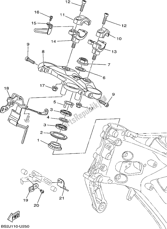 All parts for the Steering of the Yamaha MTN 850D MT 09 2019