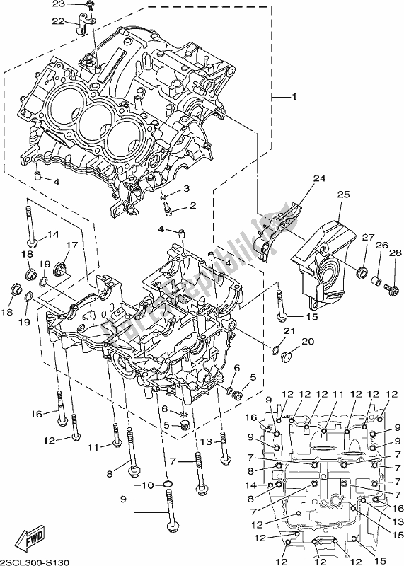 Todas as partes de Bloco Do Motor do Yamaha MTT 09 DK Tracer 900 2018
