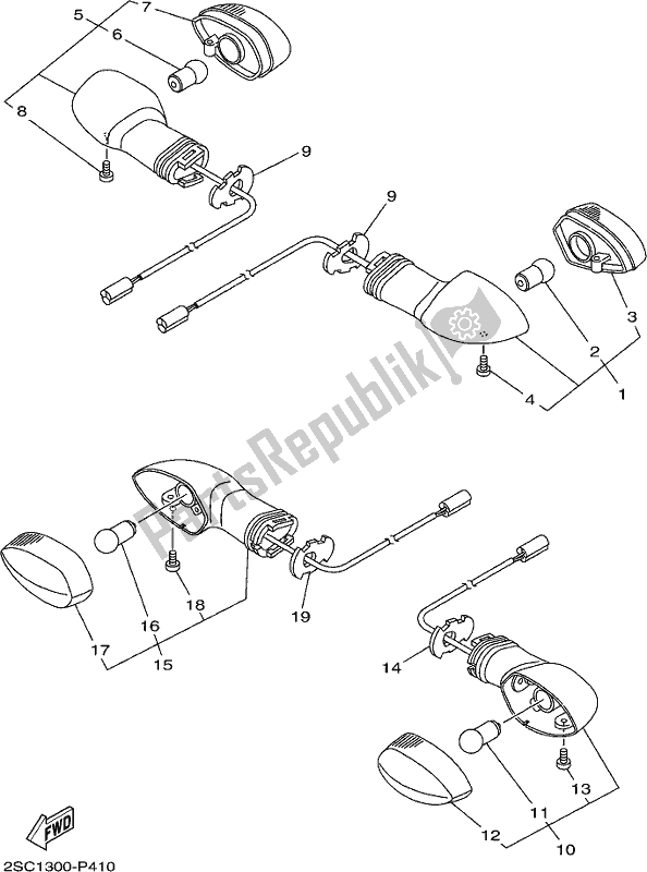 Toutes les pièces pour le Lumière Clignotante du Yamaha MTT 09 DK Tracer 900 2018