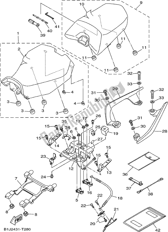 Alle onderdelen voor de Stoel van de Yamaha MTT 09 DK Tracer 900 2018