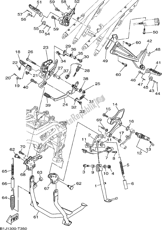 Toutes les pièces pour le Support Et Repose-pieds du Yamaha MTT 09 DK Tracer 900 2018