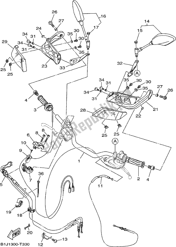 Alle onderdelen voor de Stuurhendel En Kabel van de Yamaha MTT 09 DK Tracer 900 2018