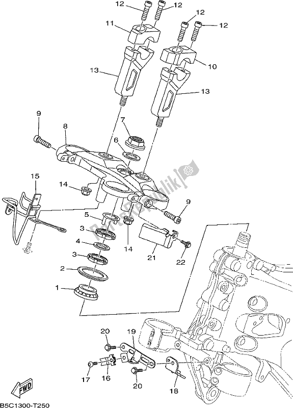 Tutte le parti per il Timone del Yamaha MTT 09 DK Tracer 900 2018