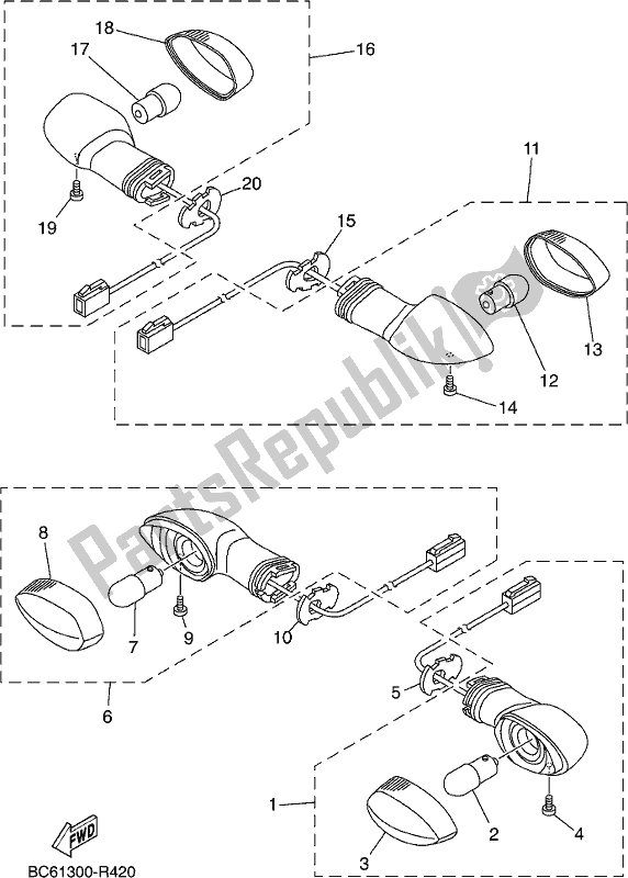 Todas las partes para Luz Intermitente de Yamaha MTT 660 LA 2017