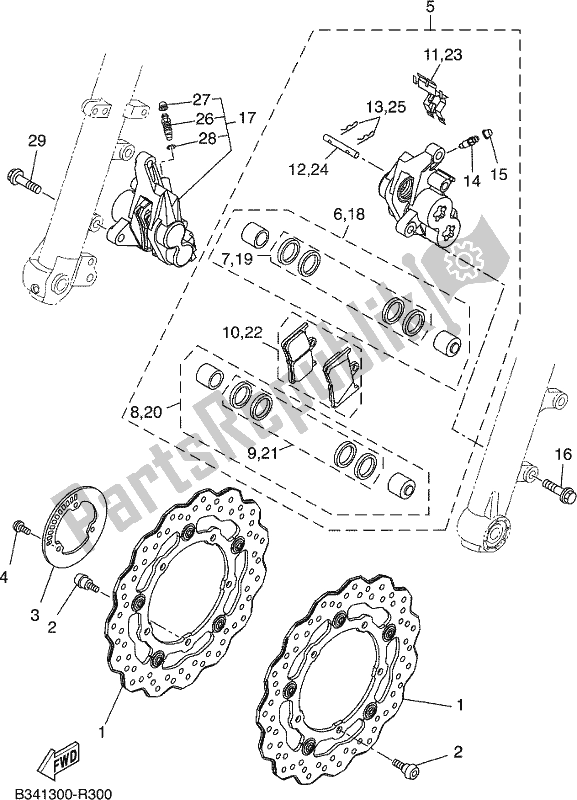 Todas las partes para Pinza De Freno Delantero de Yamaha MTT 660 LA 2017