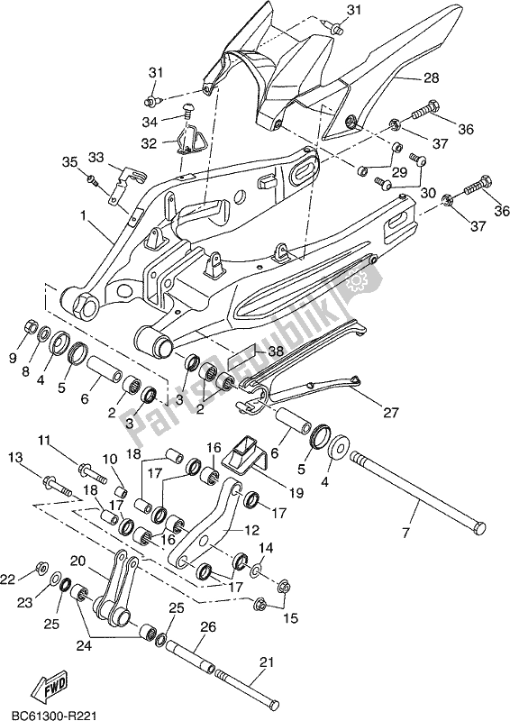 Todas las partes para Brazo Trasero de Yamaha MTT 660 LA 2017