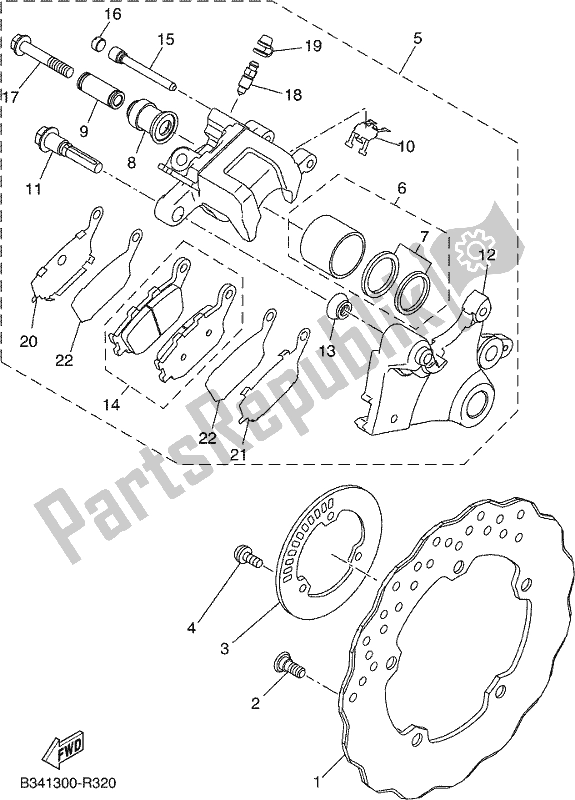 Todas las partes para Pinza De Freno Trasero de Yamaha MTT 660 LA 2017