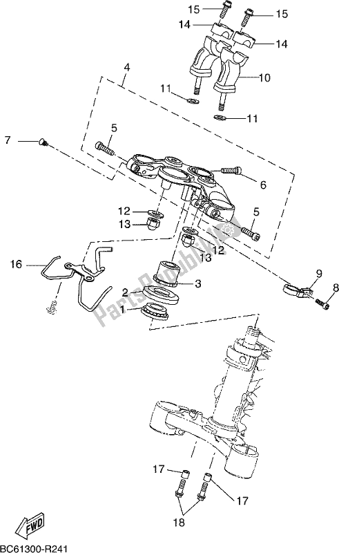 All parts for the Steering of the Yamaha MTT 660 LA 2017