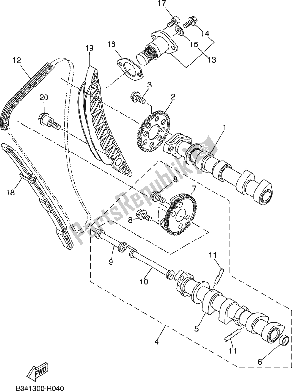 All parts for the Camshaft & Chain of the Yamaha MTT 660 LA Tracer 900 2017