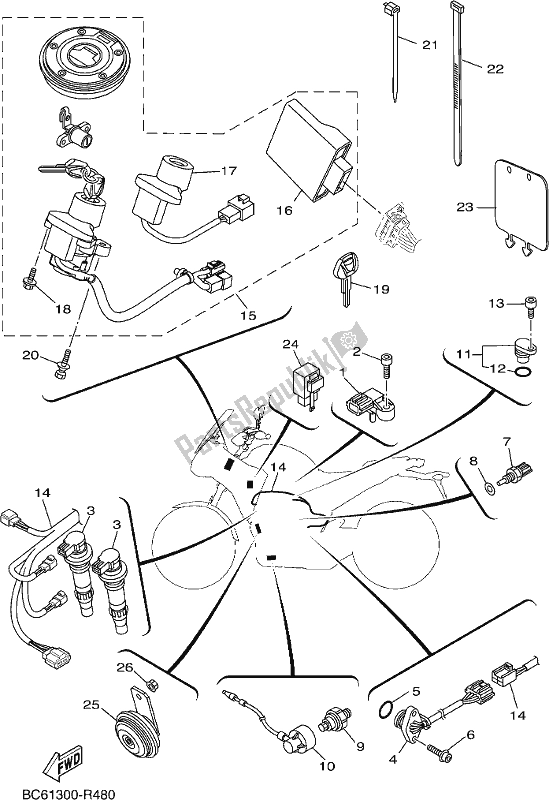 Toutes les pièces pour le électrique 2 du Yamaha MTT 660 LA Tracer 900 2017