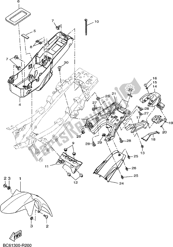 All parts for the Fender of the Yamaha MTT 660 LA Tracer 900 2017